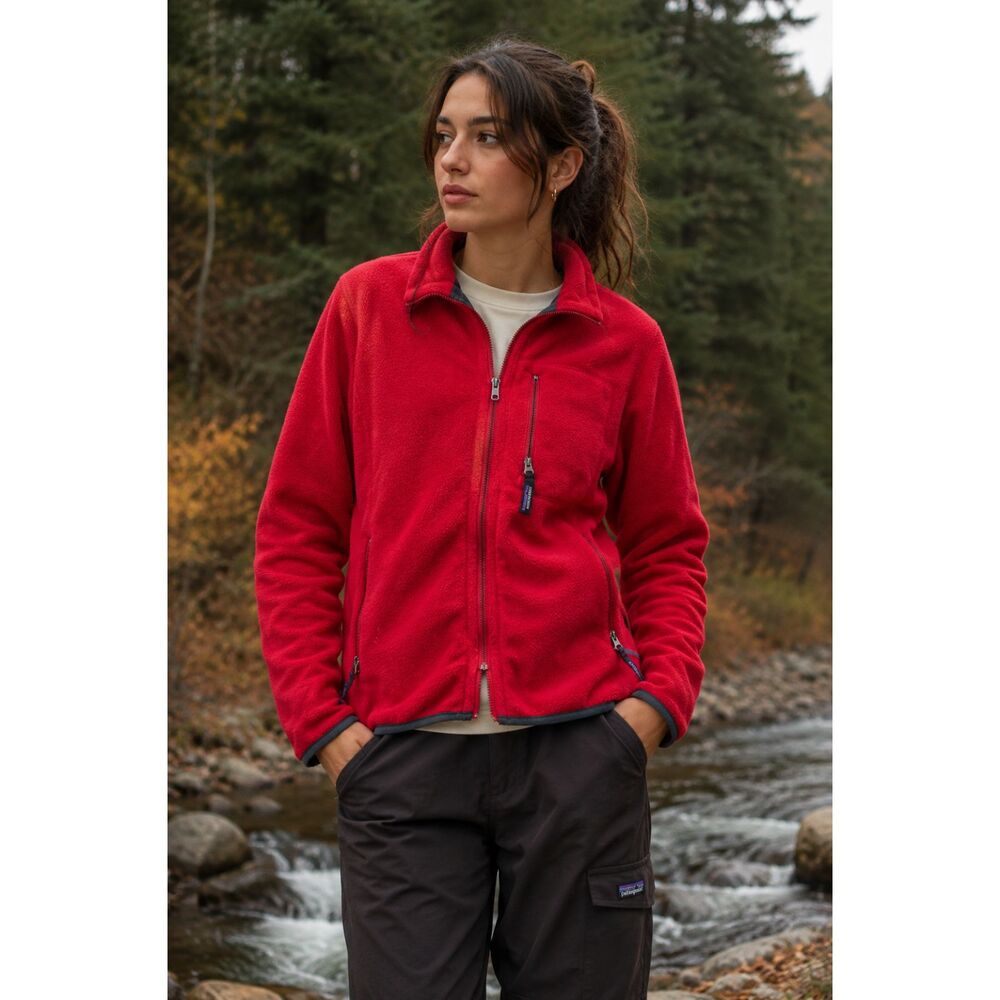 Patagonia Synchilla Red Full Zip Pullover Sweater Fleece Top Women's Size Medium